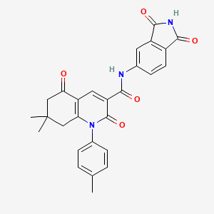 molecular formula C27H23N3O5 B3536993 N-(1,3-dioxo-2,3-dihydro-1H-isoindol-5-yl)-7,7-dimethyl-1-(4-methylphenyl)-2,5-dioxo-1,2,5,6,7,8-hexahydroquinoline-3-carboxamide 