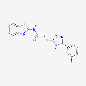 molecular formula C19H17N5OS2 B3537007 N-(1,3-benzothiazol-2-yl)-2-{[4-methyl-5-(3-methylphenyl)-4H-1,2,4-triazol-3-yl]sulfanyl}acetamide 