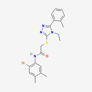 molecular formula C21H23BrN4OS B3537009 N-(2-bromo-4,5-dimethylphenyl)-2-{[4-ethyl-5-(2-methylphenyl)-4H-1,2,4-triazol-3-yl]sulfanyl}acetamide 