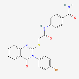 molecular formula C23H17BrN4O3S B3537014 4-[({[3-(4-Bromophenyl)-4-oxo-3,4-dihydroquinazolin-2-yl]sulfanyl}acetyl)amino]benzamide 