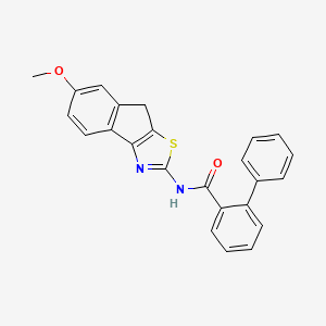 molecular formula C24H18N2O2S B3537042 N-(6-methoxy-4H-indeno[1,2-d][1,3]thiazol-2-yl)-2-phenylbenzamide 