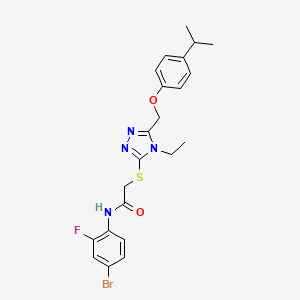 molecular formula C22H24BrFN4O2S B3537044 N-(4-bromo-2-fluorophenyl)-2-[(4-ethyl-5-{[4-(propan-2-yl)phenoxy]methyl}-4H-1,2,4-triazol-3-yl)sulfanyl]acetamide 