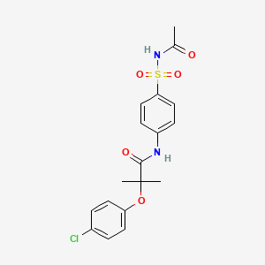molecular formula C18H19ClN2O5S B3537131 N-[4-(acetylsulfamoyl)phenyl]-2-(4-chlorophenoxy)-2-methylpropanamide 