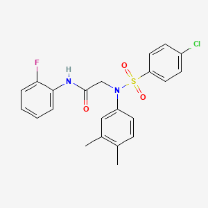 molecular formula C22H20ClFN2O3S B3537143 N~2~-[(4-chlorophenyl)sulfonyl]-N~2~-(3,4-dimethylphenyl)-N-(2-fluorophenyl)glycinamide 