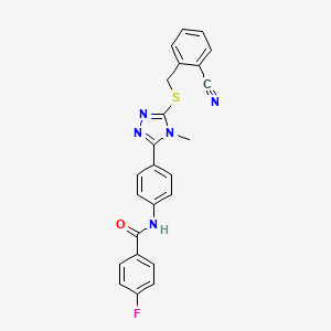 molecular formula C24H18FN5OS B3537233 N-(4-{5-[(2-cyanobenzyl)sulfanyl]-4-methyl-4H-1,2,4-triazol-3-yl}phenyl)-4-fluorobenzamide 