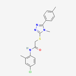 molecular formula C19H19ClN4OS B3537280 N-(4-chloro-2-methylphenyl)-2-{[4-methyl-5-(4-methylphenyl)-4H-1,2,4-triazol-3-yl]sulfanyl}acetamide 