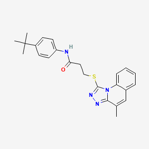 molecular formula C24H26N4OS B3537292 N-(4-tert-butylphenyl)-3-[(4-methyl-[1,2,4]triazolo[4,3-a]quinolin-1-yl)sulfanyl]propanamide 