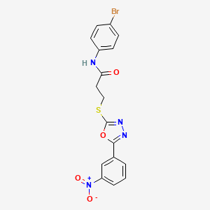 molecular formula C17H13BrN4O4S B3537298 N-(4-bromophenyl)-3-{[5-(3-nitrophenyl)-1,3,4-oxadiazol-2-yl]sulfanyl}propanamide 