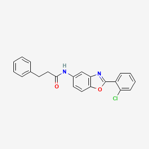 molecular formula C22H17ClN2O2 B3537369 N-[2-(2-chlorophenyl)-1,3-benzoxazol-5-yl]-3-phenylpropanamide 