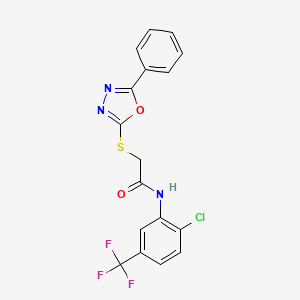 molecular formula C17H11ClF3N3O2S B3537419 N-[2-chloro-5-(trifluoromethyl)phenyl]-2-[(5-phenyl-1,3,4-oxadiazol-2-yl)sulfanyl]acetamide 