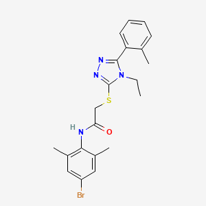 molecular formula C21H23BrN4OS B3537452 N-(4-bromo-2,6-dimethylphenyl)-2-{[4-ethyl-5-(2-methylphenyl)-4H-1,2,4-triazol-3-yl]sulfanyl}acetamide 