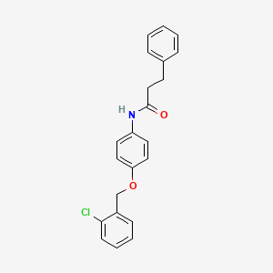 molecular formula C22H20ClNO2 B3537483 N-[4-[(2-chlorophenyl)methoxy]phenyl]-3-phenylpropanamide 