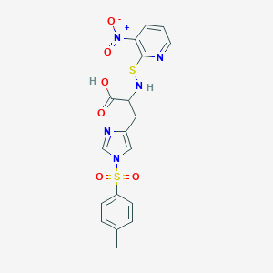 molecular formula C18H17N5O6S2 B035375 3-[1-(4-methylphenyl)sulfonylimidazol-4-yl]-2-[(3-nitropyridin-2-yl)sulfanylamino]propanoic Acid CAS No. 108312-26-1