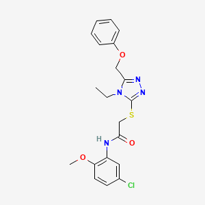 molecular formula C20H21ClN4O3S B3537530 N-(5-chloro-2-methoxyphenyl)-2-{[4-ethyl-5-(phenoxymethyl)-4H-1,2,4-triazol-3-yl]sulfanyl}acetamide 