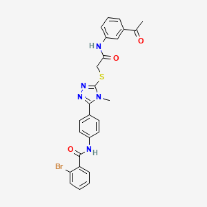 molecular formula C26H22BrN5O3S B3537563 N-{4-[5-({2-[(3-acetylphenyl)amino]-2-oxoethyl}sulfanyl)-4-methyl-4H-1,2,4-triazol-3-yl]phenyl}-2-bromobenzamide 