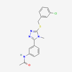 molecular formula C18H17ClN4OS B3537681 N-(3-{5-[(3-chlorobenzyl)sulfanyl]-4-methyl-4H-1,2,4-triazol-3-yl}phenyl)acetamide 