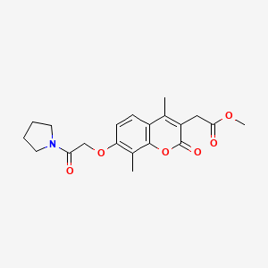 molecular formula C20H23NO6 B3537717 METHYL 2-{4,8-DIMETHYL-2-OXO-7-[2-OXO-2-(PYRROLIDIN-1-YL)ETHOXY]-2H-CHROMEN-3-YL}ACETATE 