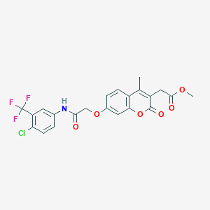 molecular formula C22H17ClF3NO6 B3537788 METHYL 2-[7-({[4-CHLORO-3-(TRIFLUOROMETHYL)PHENYL]CARBAMOYL}METHOXY)-4-METHYL-2-OXO-2H-CHROMEN-3-YL]ACETATE 
