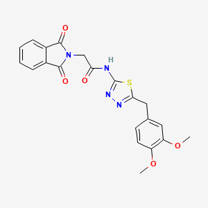molecular formula C21H18N4O5S B3537845 N-{5-[(3,4-DIMETHOXYPHENYL)METHYL]-1,3,4-THIADIAZOL-2-YL}-2-(1,3-DIOXO-2,3-DIHYDRO-1H-ISOINDOL-2-YL)ACETAMIDE 