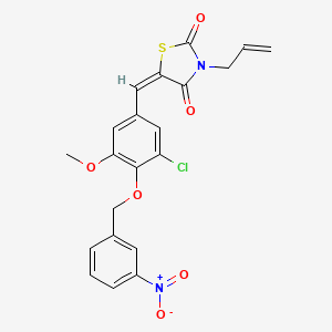 molecular formula C21H17ClN2O6S B3537883 (5E)-5-{3-chloro-5-methoxy-4-[(3-nitrobenzyl)oxy]benzylidene}-3-(prop-2-en-1-yl)-1,3-thiazolidine-2,4-dione 