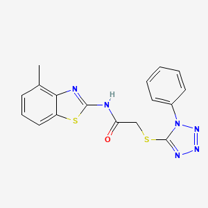 molecular formula C17H14N6OS2 B3537962 N~1~-(4-METHYL-1,3-BENZOTHIAZOL-2-YL)-2-[(1-PHENYL-1H-1,2,3,4-TETRAAZOL-5-YL)SULFANYL]ACETAMIDE 