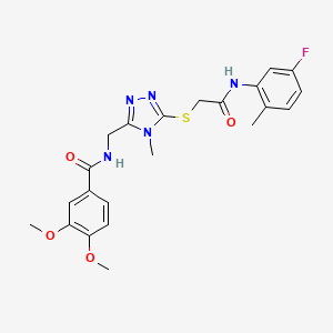 molecular formula C22H24FN5O4S B3538076 N-{[5-({2-[(5-fluoro-2-methylphenyl)amino]-2-oxoethyl}sulfanyl)-4-methyl-4H-1,2,4-triazol-3-yl]methyl}-3,4-dimethoxybenzamide 