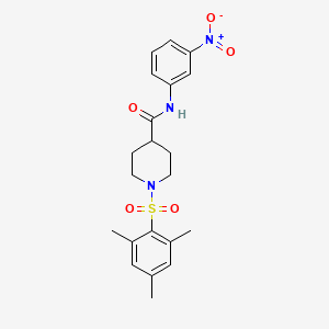 molecular formula C21H25N3O5S B3538182 N-(3-nitrophenyl)-1-[(2,4,6-trimethylphenyl)sulfonyl]piperidine-4-carboxamide 
