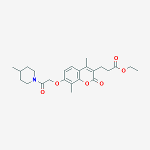 molecular formula C24H31NO6 B3538189 ethyl 3-{4,8-dimethyl-7-[2-(4-methylpiperidin-1-yl)-2-oxoethoxy]-2-oxo-2H-chromen-3-yl}propanoate 