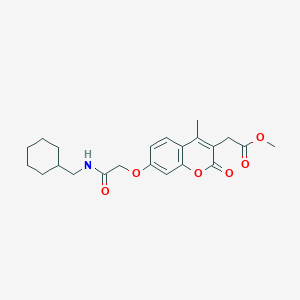 molecular formula C22H27NO6 B3538233 METHYL 2-(7-{[(CYCLOHEXYLMETHYL)CARBAMOYL]METHOXY}-4-METHYL-2-OXO-2H-CHROMEN-3-YL)ACETATE 