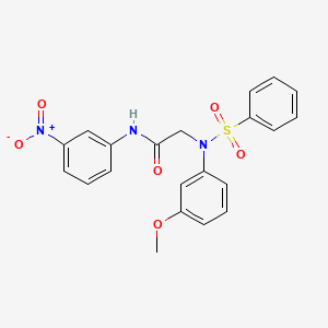 molecular formula C21H19N3O6S B3538293 2-[N-(benzenesulfonyl)-3-methoxyanilino]-N-(3-nitrophenyl)acetamide 