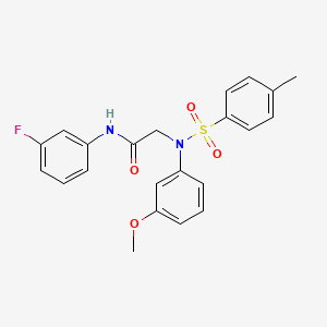 molecular formula C22H21FN2O4S B3538449 N-(3-fluorophenyl)-2-(3-methoxy-N-(4-methylphenyl)sulfonylanilino)acetamide 