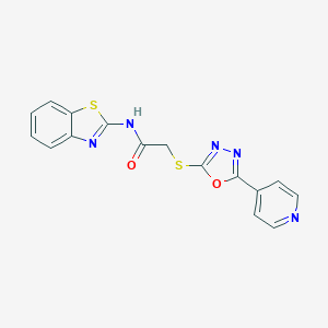 molecular formula C16H11N5O2S2 B353851 N-(1,3-benzothiazol-2-yl)-2-{[5-(4-pyridinyl)-1,3,4-oxadiazol-2-yl]sulfanyl}acetamide CAS No. 826995-91-9