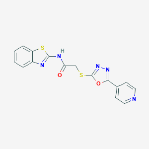N-(1,3-benzothiazol-2-yl)-2-{[5-(4-pyridinyl)-1,3,4-oxadiazol-2-yl]sulfanyl}acetamide