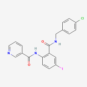 molecular formula C20H15ClIN3O2 B3538550 N-{2-[(4-chlorobenzyl)carbamoyl]-4-iodophenyl}pyridine-3-carboxamide 