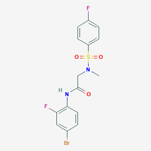 molecular formula C15H13BrF2N2O3S B3538584 N-(4-bromo-2-fluorophenyl)-N~2~-[(4-fluorophenyl)sulfonyl]-N~2~-methylglycinamide 