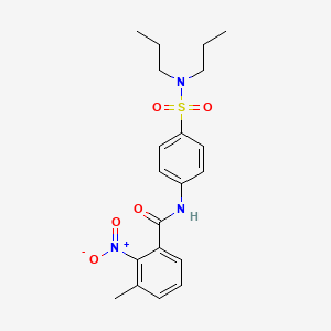 molecular formula C20H25N3O5S B3538703 N-[4-(dipropylsulfamoyl)phenyl]-3-methyl-2-nitrobenzamide 
