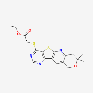 molecular formula C18H19N3O3S2 B3538710 ethyl 2-[(5,5-dimethyl-6-oxa-17-thia-2,12,14-triazatetracyclo[8.7.0.03,8.011,16]heptadeca-1,3(8),9,11,13,15-hexaen-15-yl)sulfanyl]acetate 