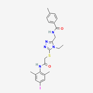 molecular formula C23H26IN5O2S B3538714 N-{[4-ethyl-5-({2-[(4-iodo-2,6-dimethylphenyl)amino]-2-oxoethyl}sulfanyl)-4H-1,2,4-triazol-3-yl]methyl}-4-methylbenzamide 