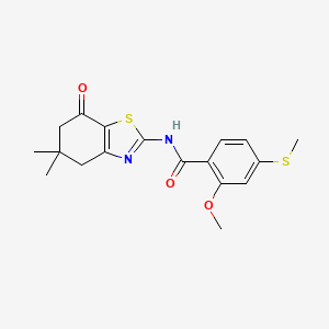 molecular formula C18H20N2O3S2 B3538872 N-(5,5-dimethyl-7-oxo-4,5,6,7-tetrahydro-1,3-benzothiazol-2-yl)-2-methoxy-4-(methylsulfanyl)benzamide 