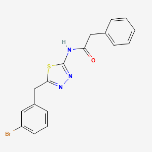 molecular formula C17H14BrN3OS B3538960 N-[5-[(3-bromophenyl)methyl]-1,3,4-thiadiazol-2-yl]-2-phenylacetamide 