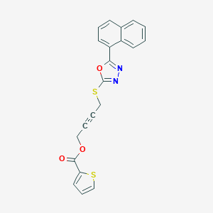 B353912 4-{[5-(1-Naphthyl)-1,3,4-oxadiazol-2-yl]sulfanyl}-2-butynyl 2-thiophenecarboxylate CAS No. 727385-67-3