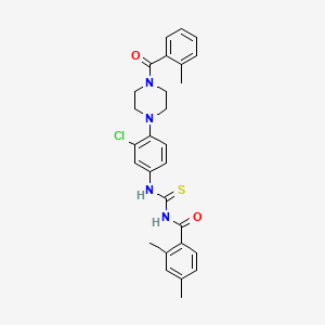 molecular formula C28H29ClN4O2S B3539224 N-[(3-chloro-4-{4-[(2-methylphenyl)carbonyl]piperazin-1-yl}phenyl)carbamothioyl]-2,4-dimethylbenzamide 
