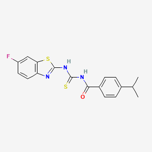molecular formula C18H16FN3OS2 B3539245 N-{[(6-fluoro-1,3-benzothiazol-2-yl)amino]carbonothioyl}-4-isopropylbenzamide 