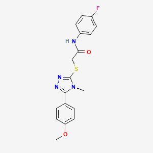 molecular formula C18H17FN4O2S B3539251 N-(4-fluorophenyl)-2-{[5-(4-methoxyphenyl)-4-methyl-4H-1,2,4-triazol-3-yl]sulfanyl}acetamide 