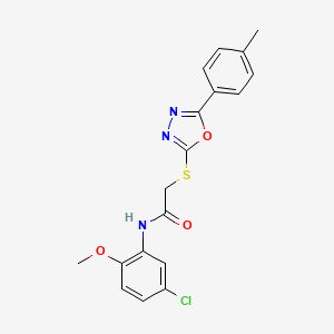 molecular formula C18H16ClN3O3S B3539252 N-(5-chloro-2-methoxyphenyl)-2-{[5-(4-methylphenyl)-1,3,4-oxadiazol-2-yl]sulfanyl}acetamide 