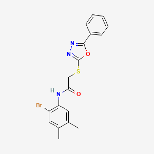 molecular formula C18H16BrN3O2S B3539266 N-(2-bromo-4,5-dimethylphenyl)-2-[(5-phenyl-1,3,4-oxadiazol-2-yl)sulfanyl]acetamide 