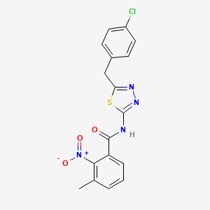 molecular formula C17H13ClN4O3S B3539375 N-[5-(4-chlorobenzyl)-1,3,4-thiadiazol-2-yl]-3-methyl-2-nitrobenzamide 