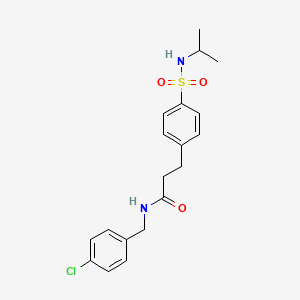 molecular formula C19H23ClN2O3S B3539447 N-[(4-chlorophenyl)methyl]-3-[4-(propan-2-ylsulfamoyl)phenyl]propanamide 
