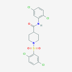 molecular formula C18H16Cl4N2O3S B3539483 N-(2,5-dichlorophenyl)-1-[(2,5-dichlorophenyl)sulfonyl]-4-piperidinecarboxamide 