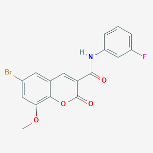 molecular formula C17H11BrFNO4 B3539504 6-bromo-N-(3-fluorophenyl)-8-methoxy-2-oxo-2H-chromene-3-carboxamide 